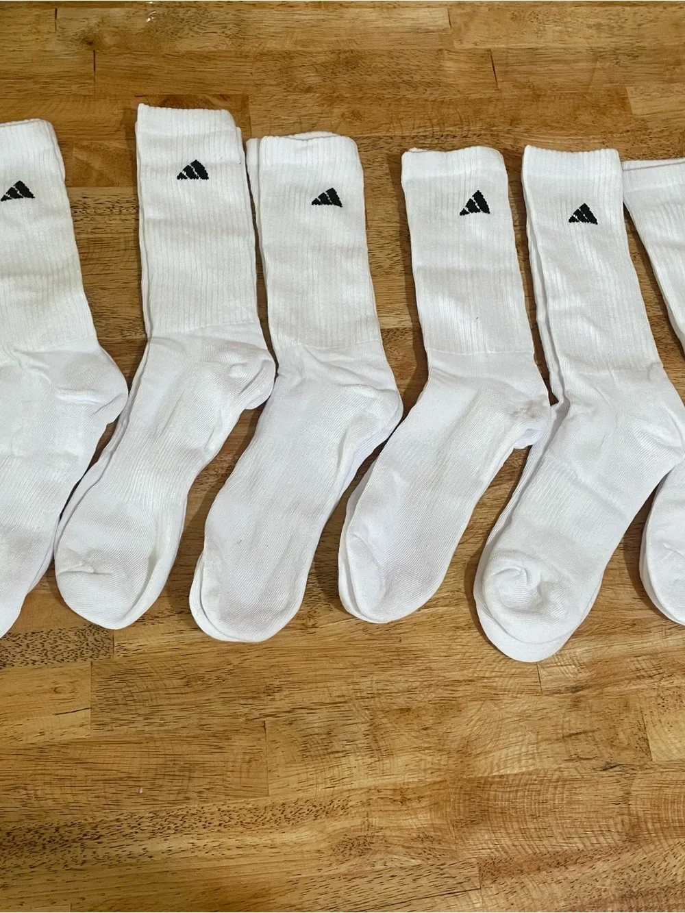 adidas White Crew Athletic Socks with Black Logo - 6 Pack